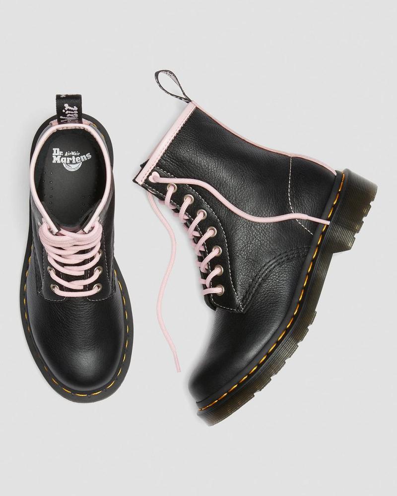 Dr Martens 1460 Contrast Lær Snørestøvletter Dame Svarte Rosa | Norge 619KOR